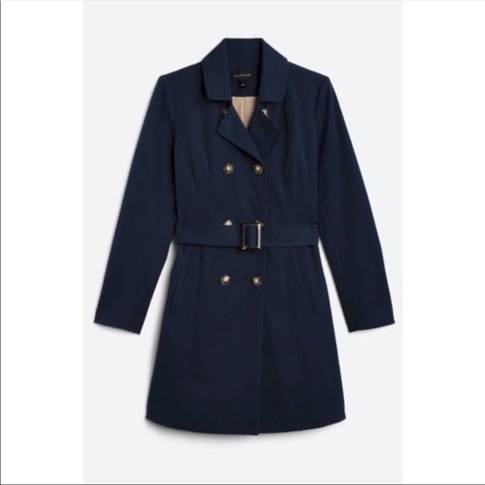 41 Hawthorn Crue Belted Trench Coat Jacket Small Blue